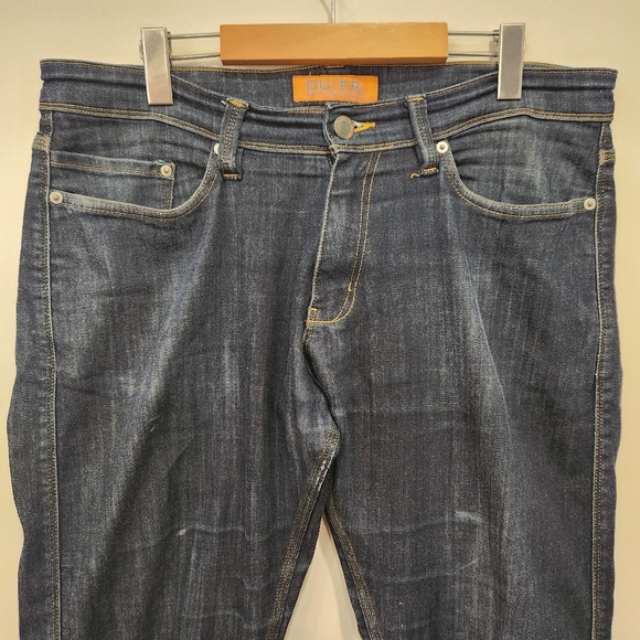 DU/ER Pants Mens 34x34 Blue Denim L2X Relaxed Taper Stretch Performance Cooling - Picture 3 of 15